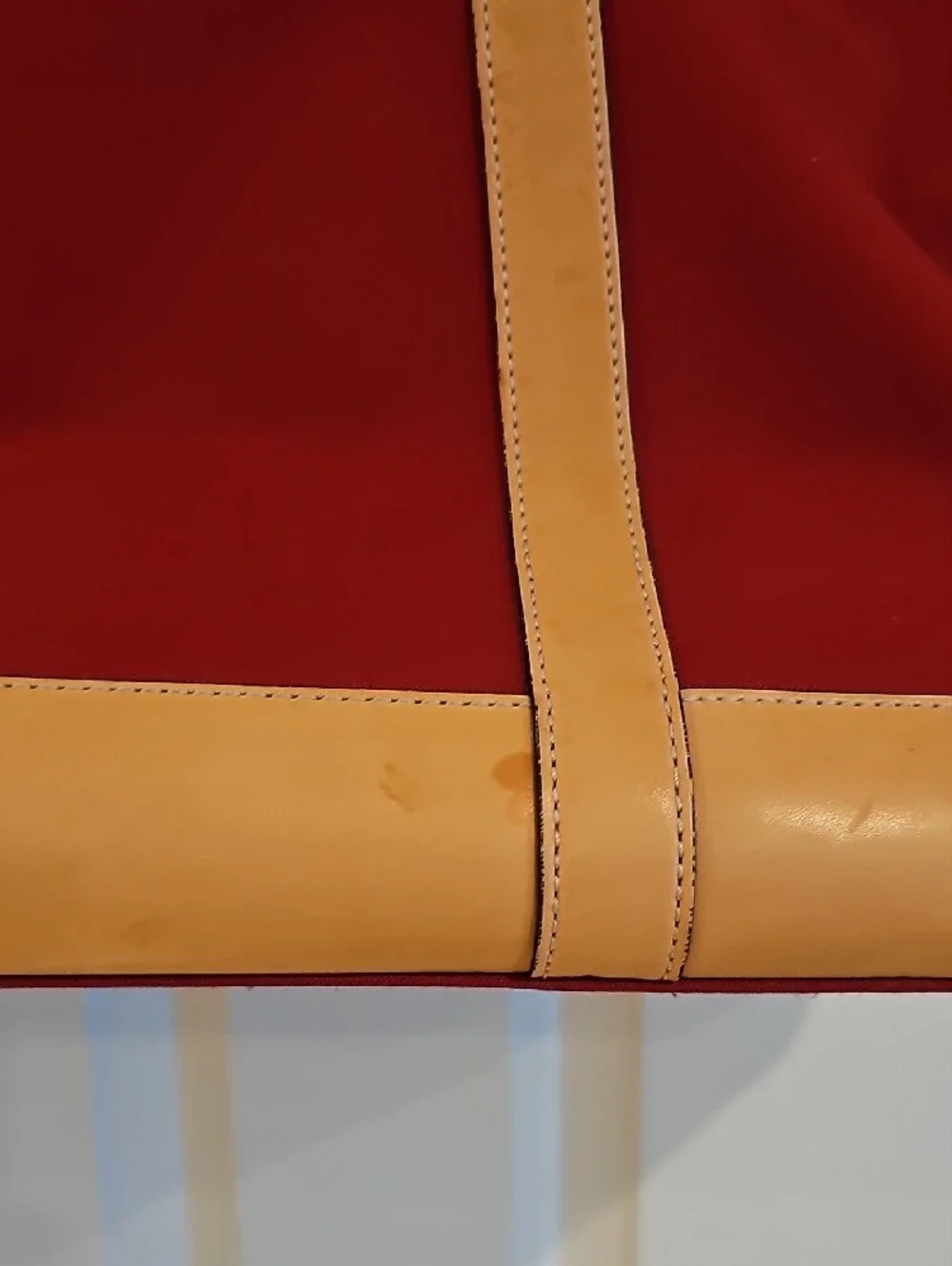 Coach Red Canvas Travel Tote with Tan Leather Trim Lock, Tag